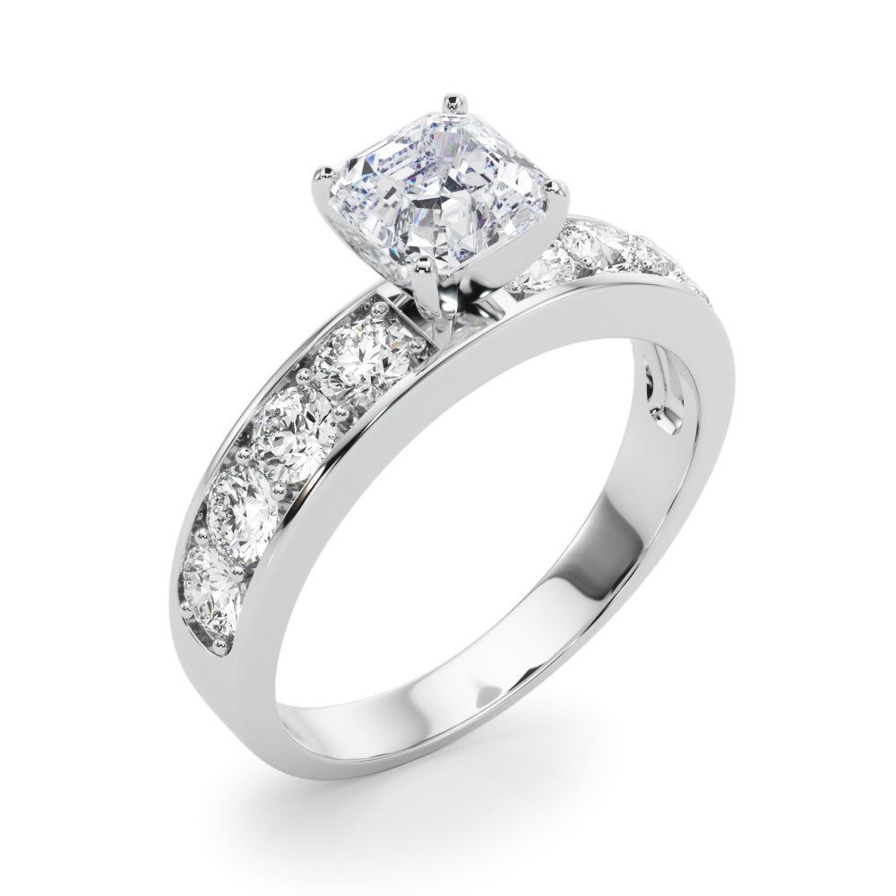 Majestic Channel-Set Round Diamond Engagement Ring — 9K/18K Gold & Platinum