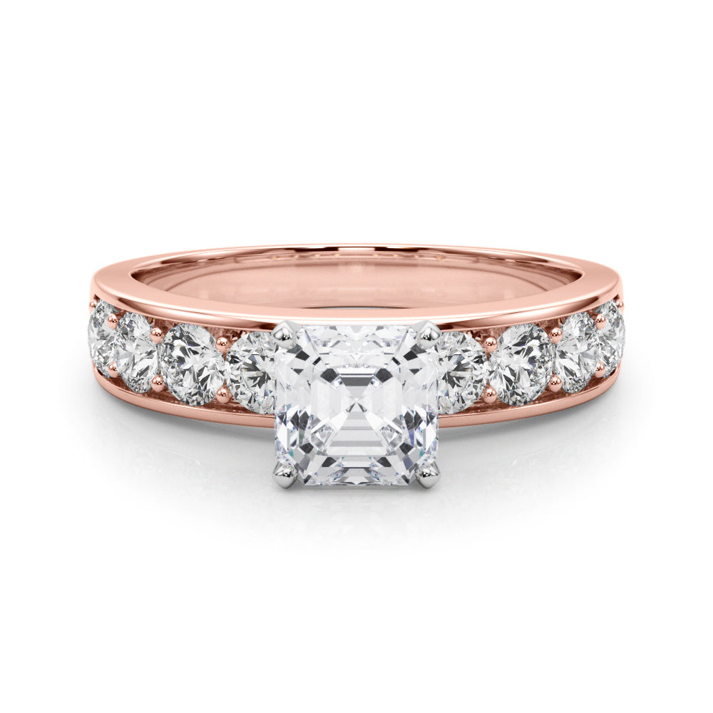 Majestic Channel-Set Round Diamond Engagement Ring — 9K/18K Gold & Platinum