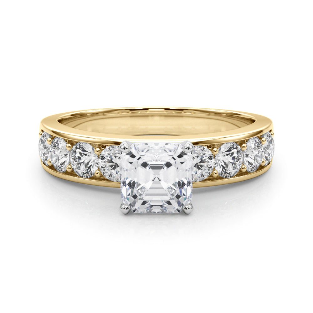 Majestic Channel-Set Round Diamond Engagement Ring — 9K/18K Gold & Platinum