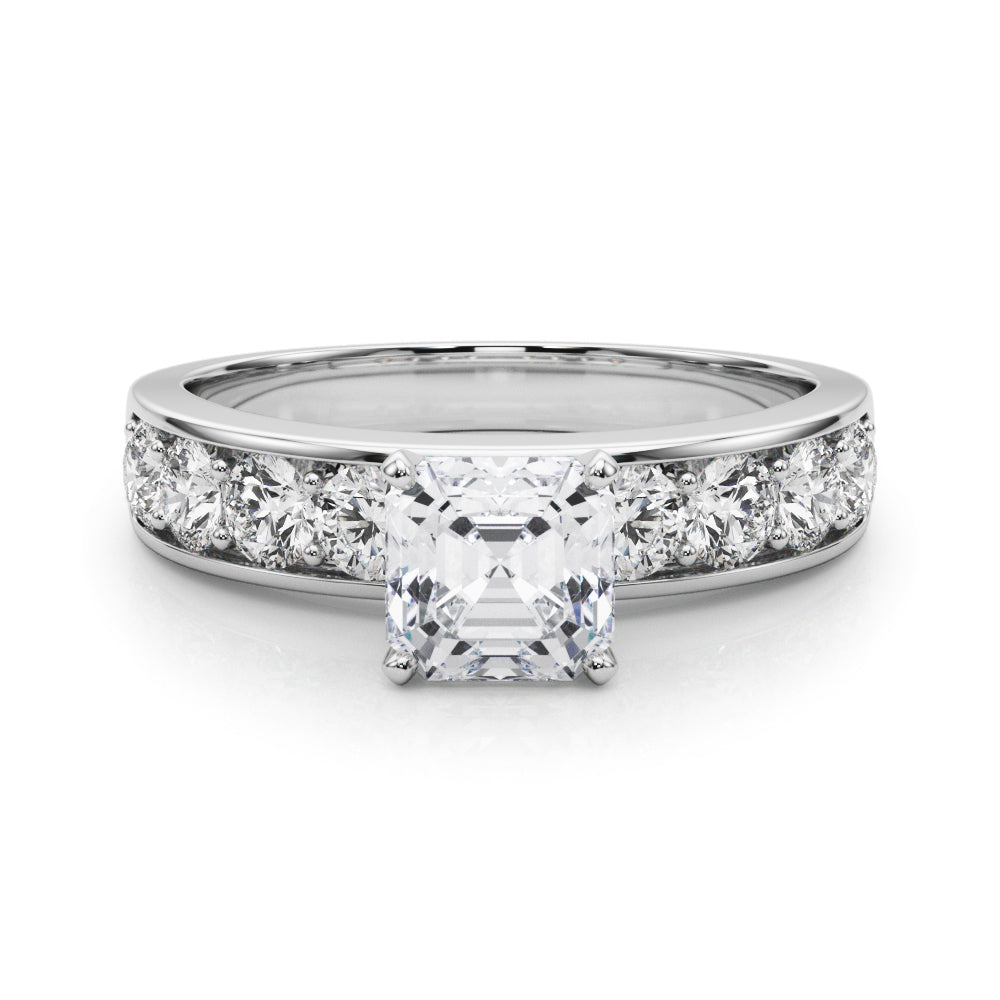 Majestic Channel-Set Round Diamond Engagement Ring — 9K/18K Gold & Platinum