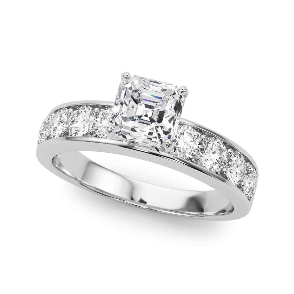 Majestic Channel-Set Round Diamond Engagement Ring — 9K/18K Gold & Platinum