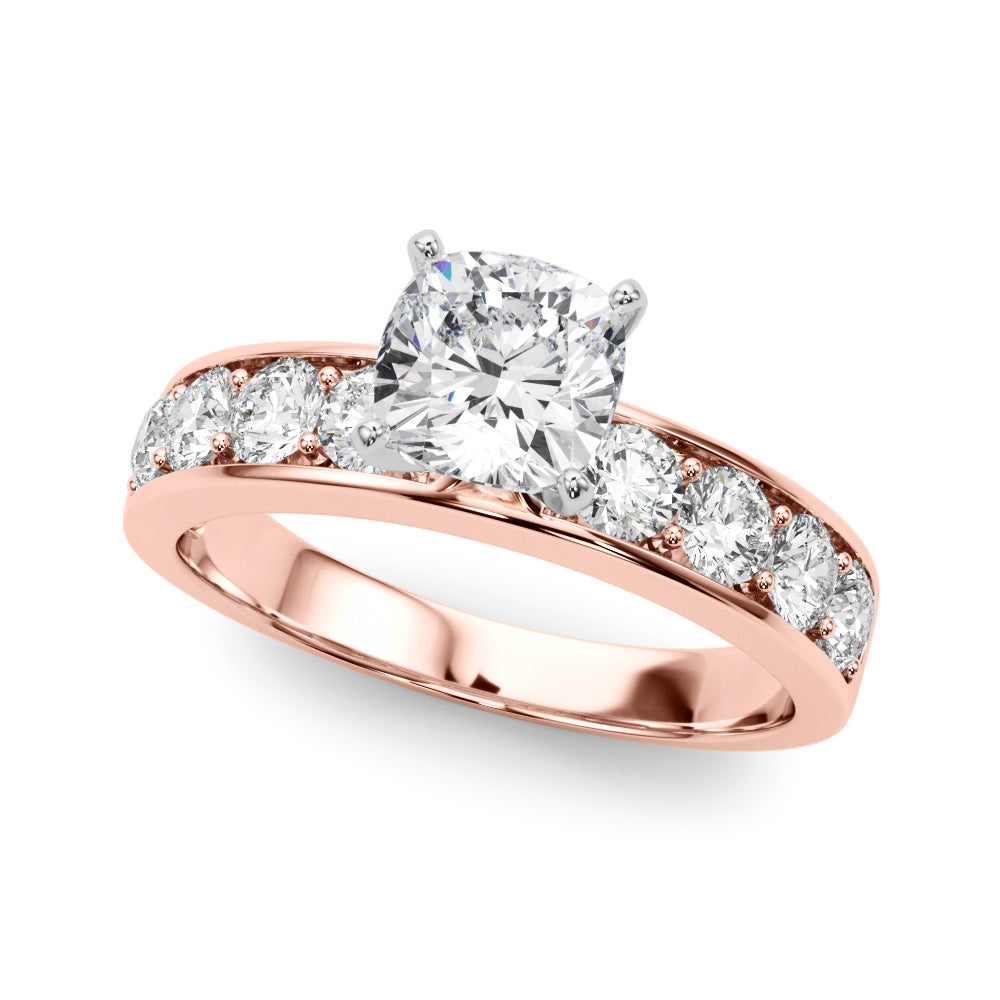 Majestic Channel-Set Round Diamond Engagement Ring — 9K/18K Gold & Platinum
