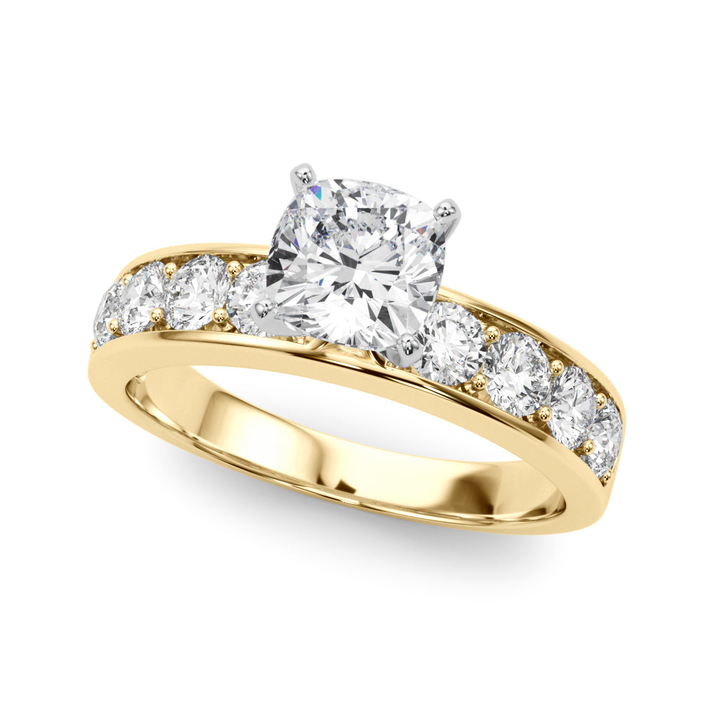 Majestic Channel-Set Round Diamond Engagement Ring — 9K/18K Gold & Platinum
