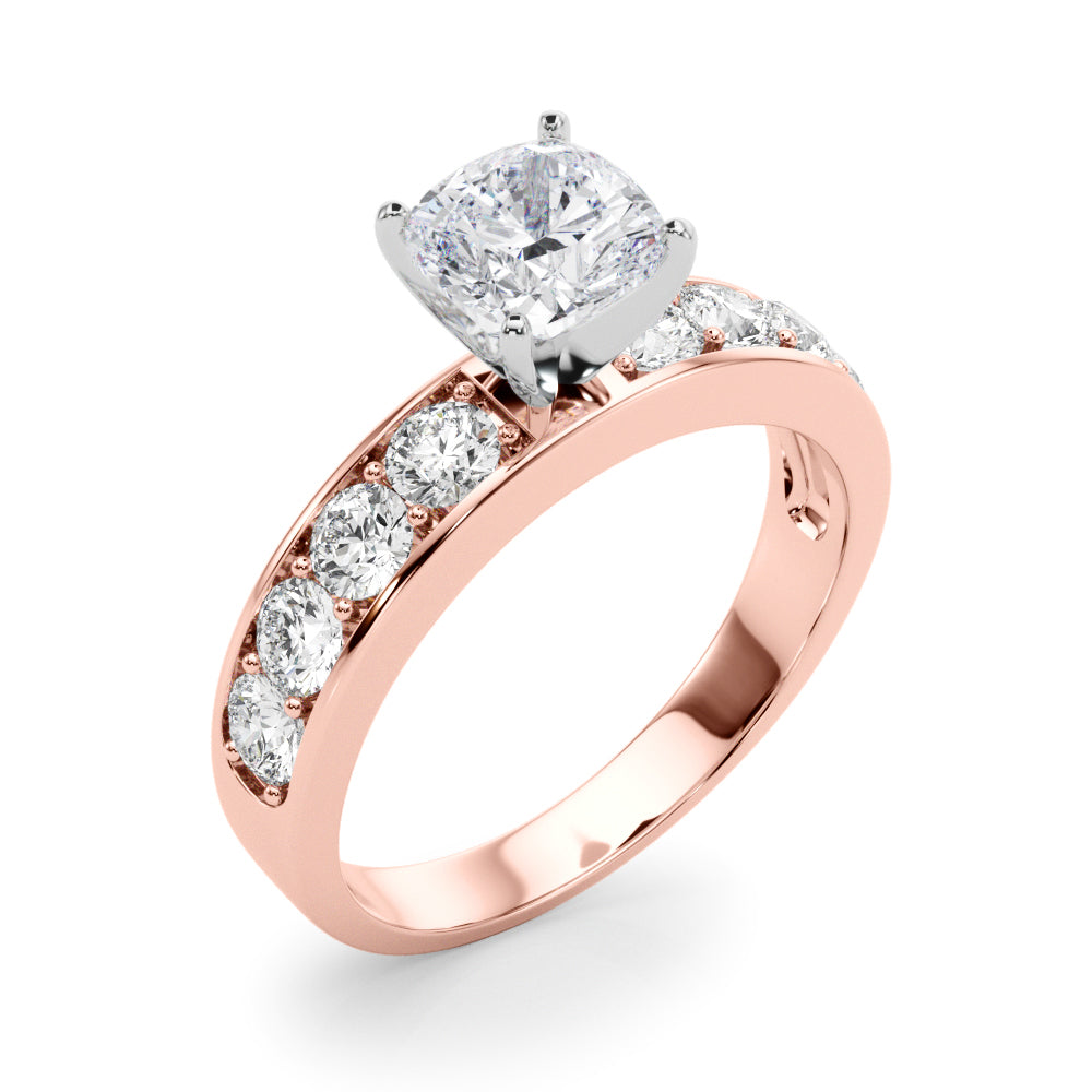 Majestic Channel-Set Round Diamond Engagement Ring — 9K/18K Gold & Platinum