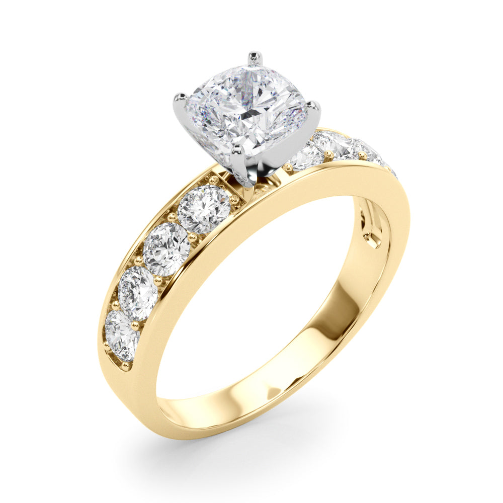 Majestic Channel-Set Round Diamond Engagement Ring — 9K/18K Gold & Platinum