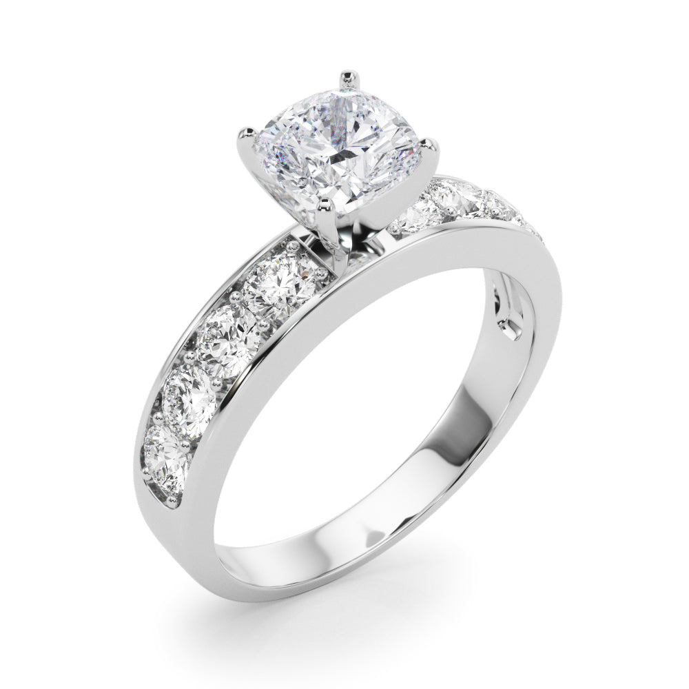 Majestic Channel-Set Round Diamond Engagement Ring — 9K/18K Gold & Platinum