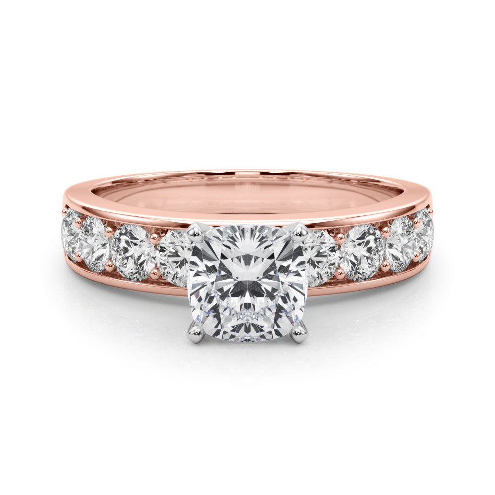 Majestic Channel-Set Round Diamond Engagement Ring — 9K/18K Gold & Platinum