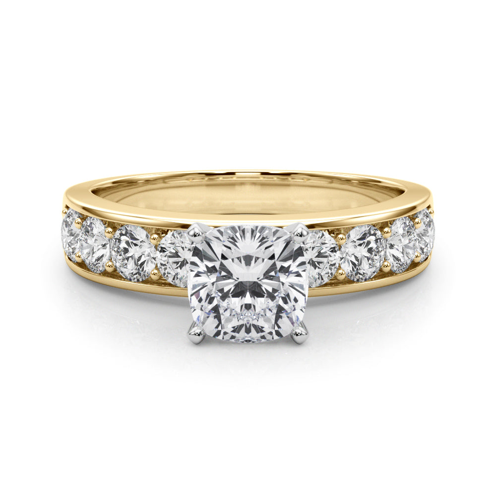 Majestic Channel-Set Round Diamond Engagement Ring — 9K/18K Gold & Platinum