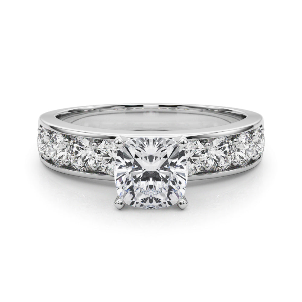 Majestic Channel-Set Round Diamond Engagement Ring — 9K/18K Gold & Platinum