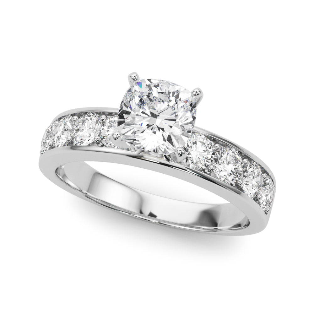 Majestic Channel-Set Round Diamond Engagement Ring — 9K/18K Gold & Platinum