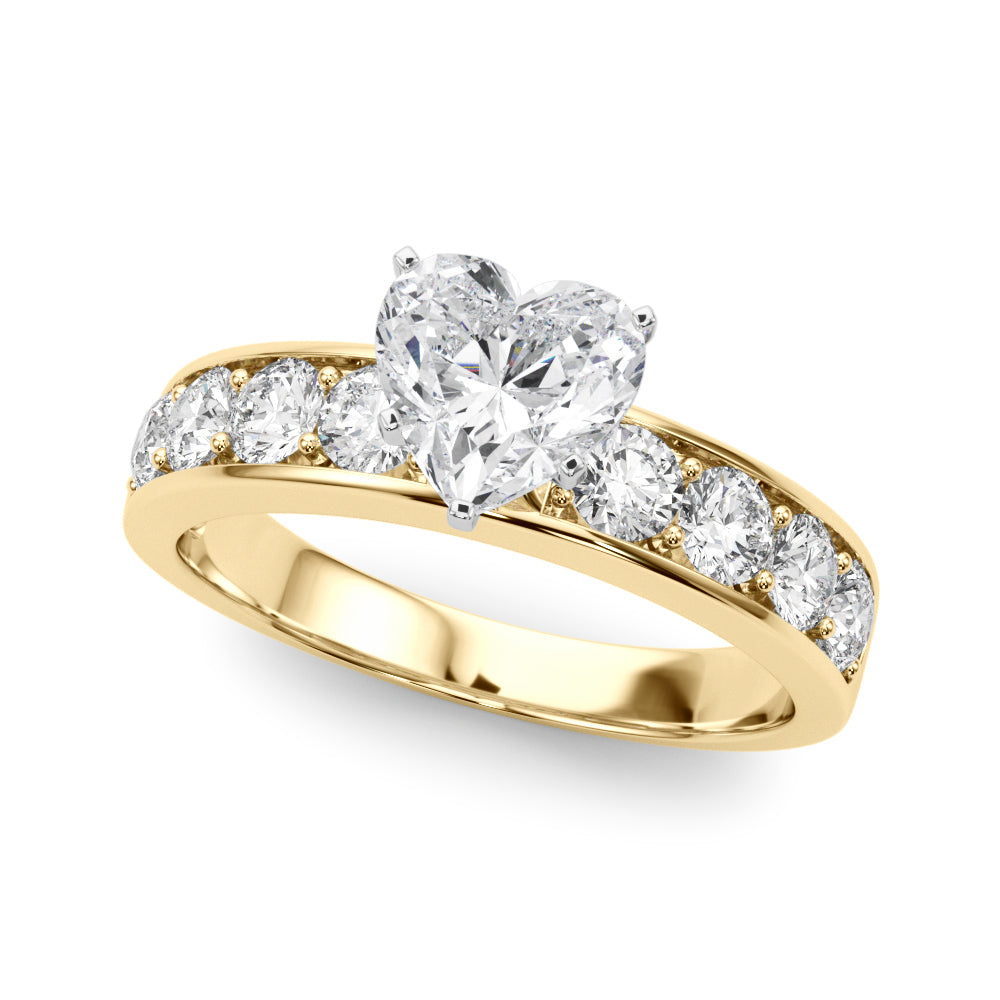Majestic Channel-Set Round Diamond Engagement Ring — 9K/18K Gold & Platinum