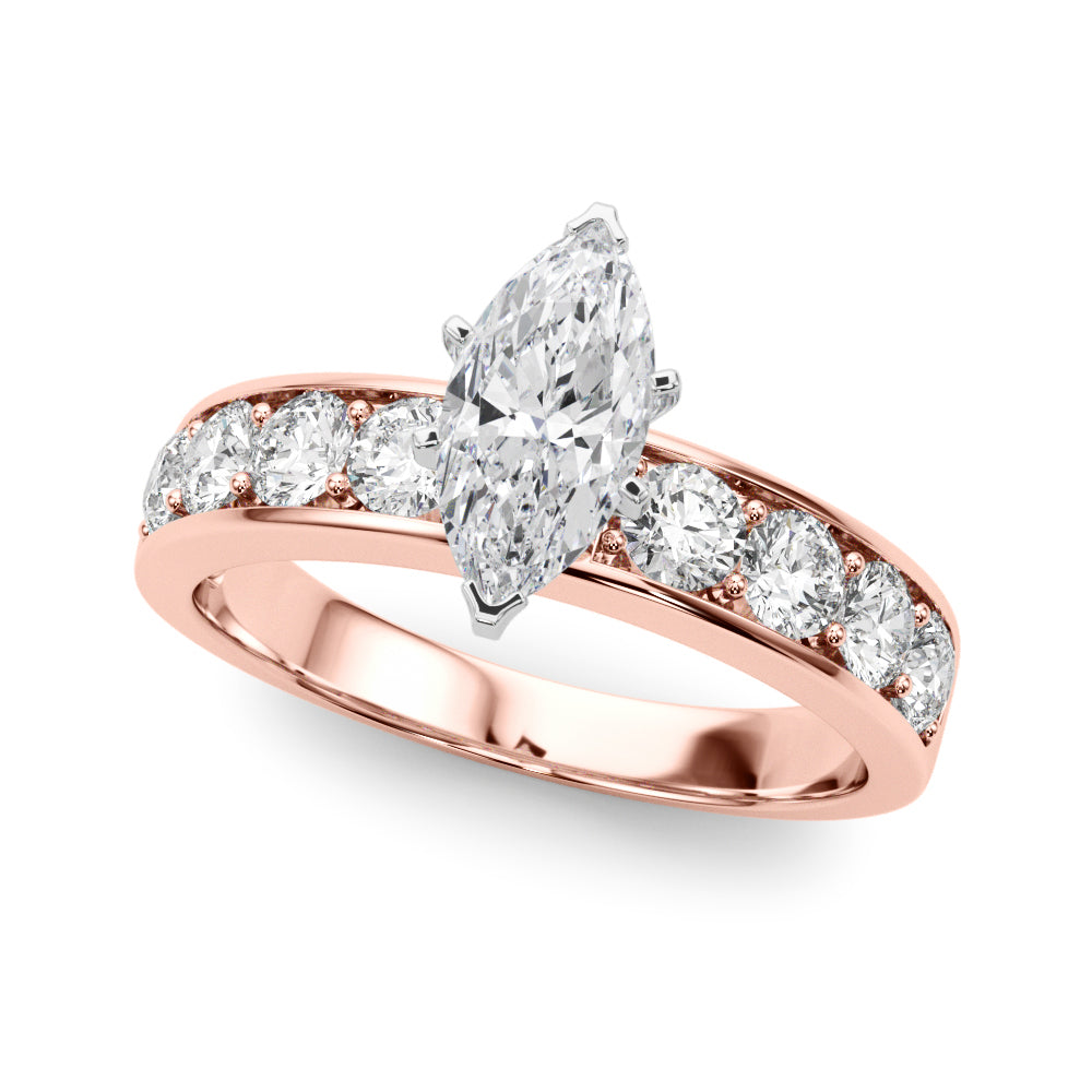 Majestic Channel-Set Round Diamond Engagement Ring — 9K/18K Gold & Platinum