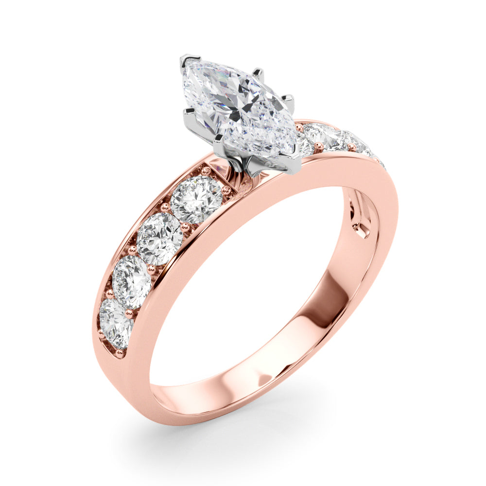 Majestic Channel-Set Round Diamond Engagement Ring — 9K/18K Gold & Platinum
