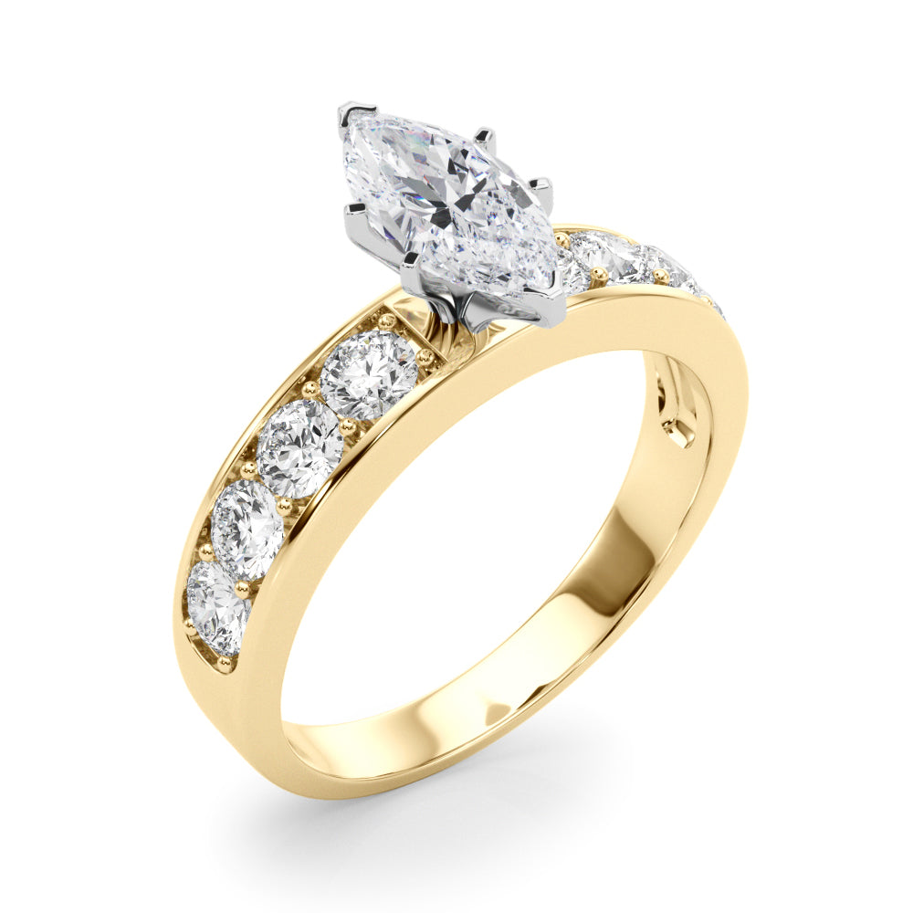 Majestic Channel-Set Round Diamond Engagement Ring — 9K/18K Gold & Platinum