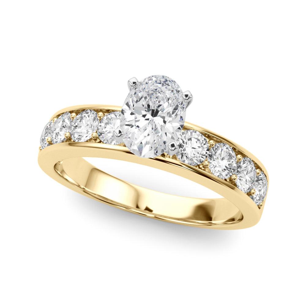 Majestic Channel-Set Round Diamond Engagement Ring — 9K/18K Gold & Platinum