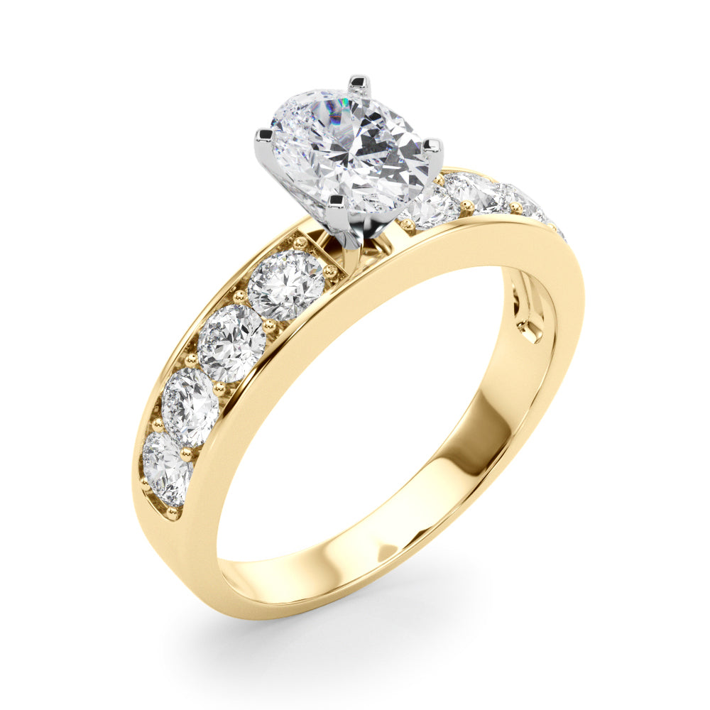 Majestic Channel-Set Round Diamond Engagement Ring — 9K/18K Gold & Platinum
