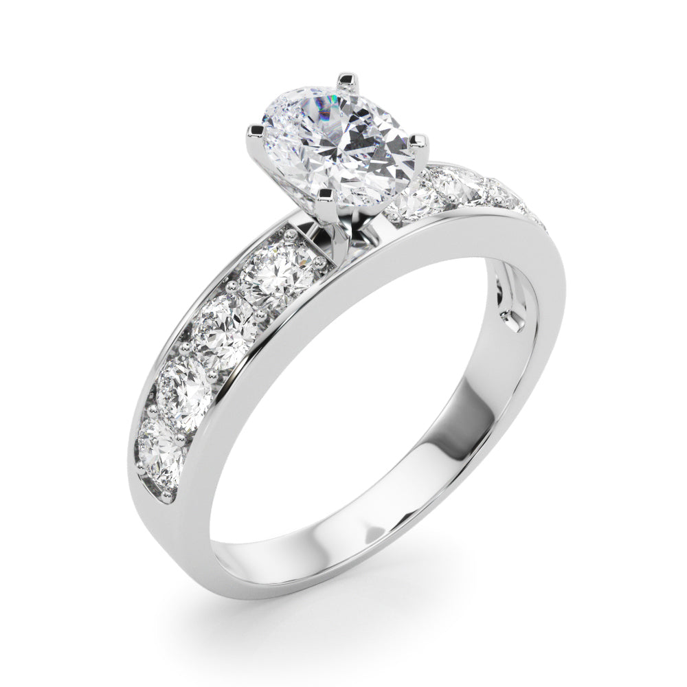 Majestic Channel-Set Round Diamond Engagement Ring — 9K/18K Gold & Platinum