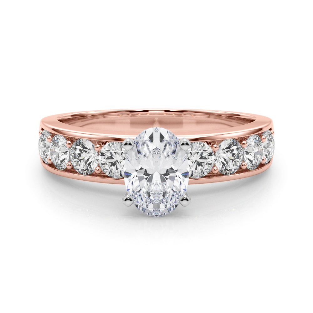 Majestic Channel-Set Round Diamond Engagement Ring — 9K/18K Gold & Platinum