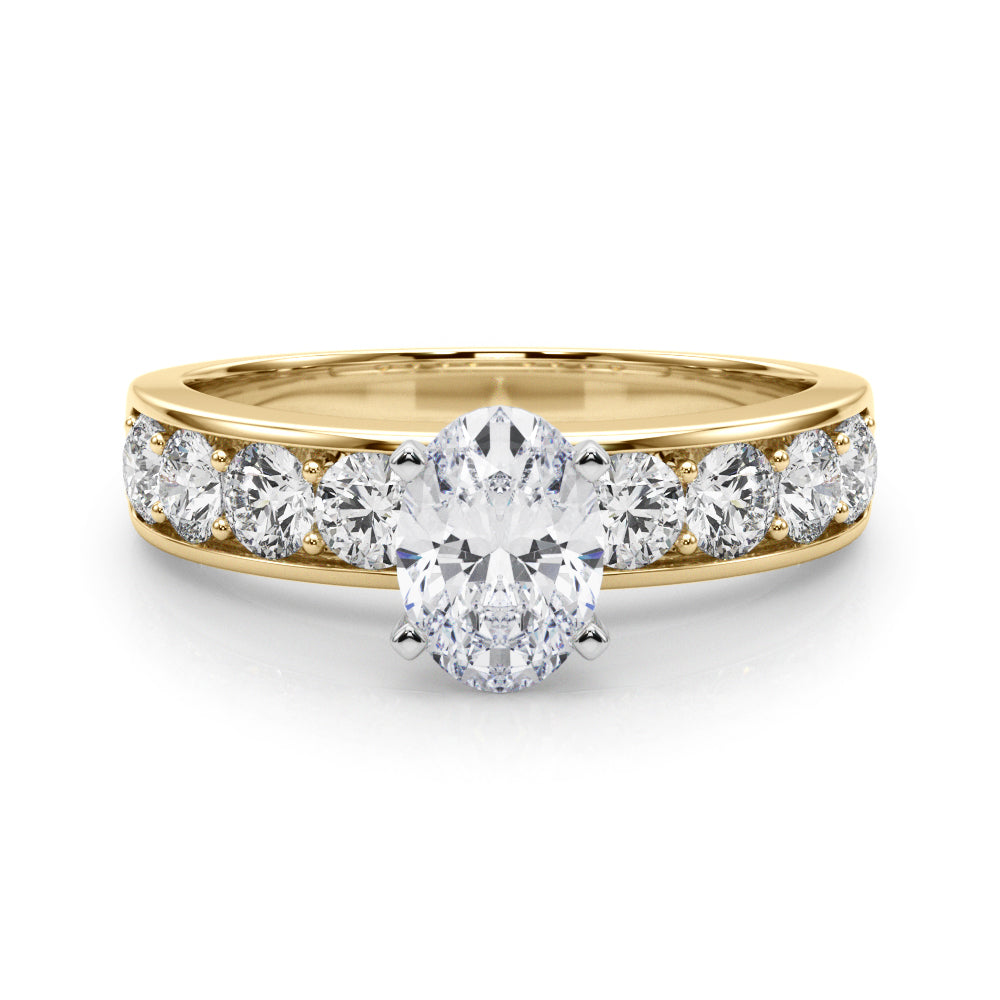 Majestic Channel-Set Round Diamond Engagement Ring — 9K/18K Gold & Platinum