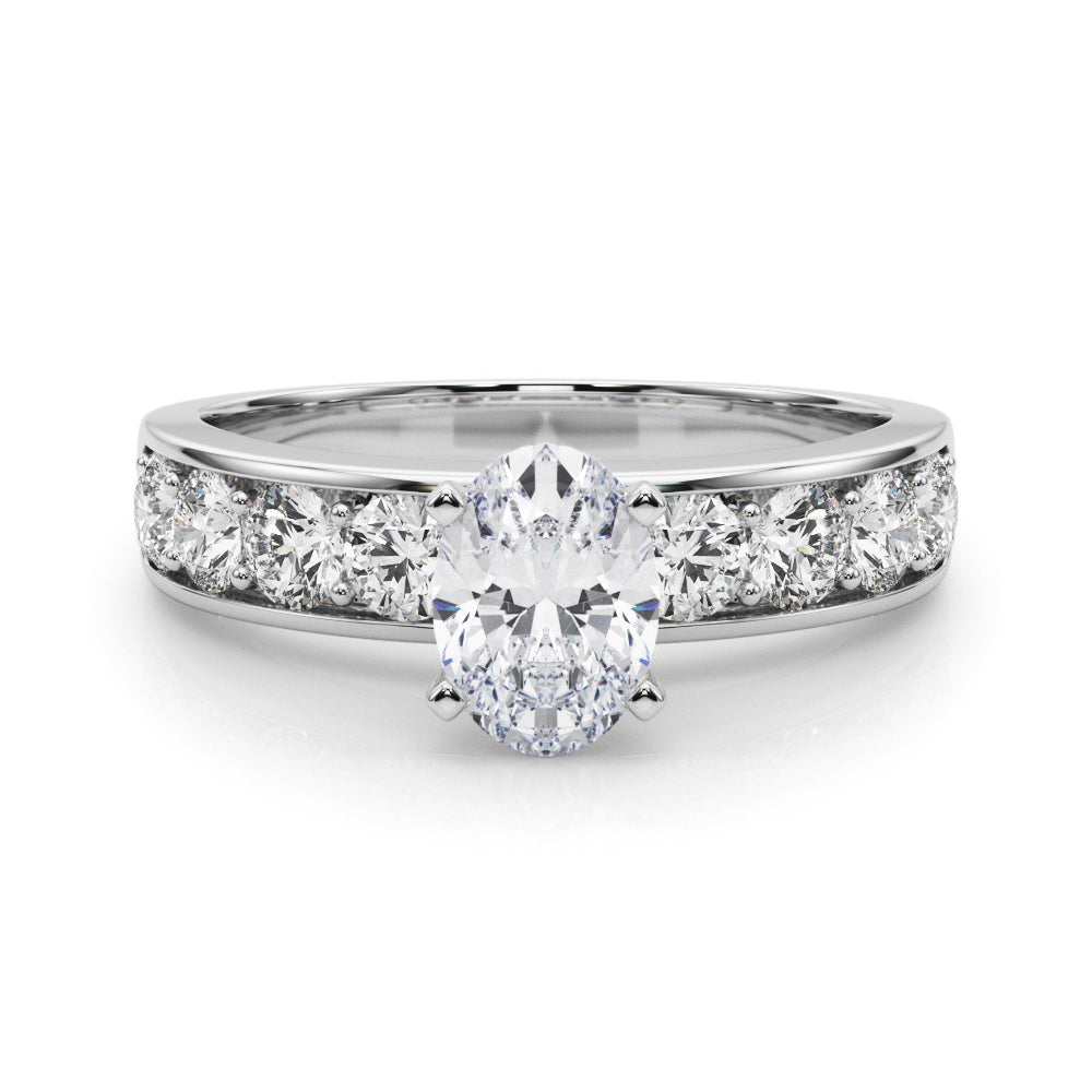 Majestic Channel-Set Round Diamond Engagement Ring — 9K/18K Gold & Platinum