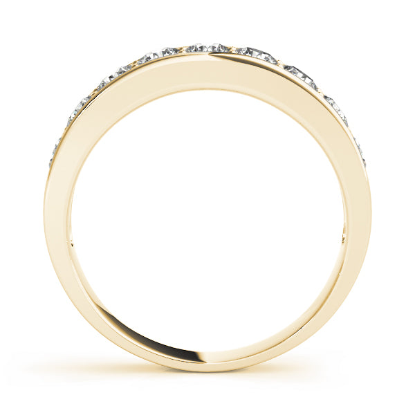 Shared Prong Channel Set Half Eternity Ring in Gold & Platinum
