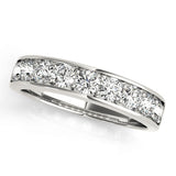 Shared Prong Channel Set Half Eternity Ring in Gold & Platinum