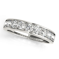 Shared Prong Channel Set Half Eternity Ring in Gold & Platinum