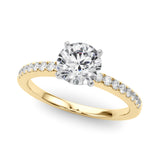 Sculpted Prong-Set Round Diamond Engagement Ring — 9K/18K Gold & Platinum