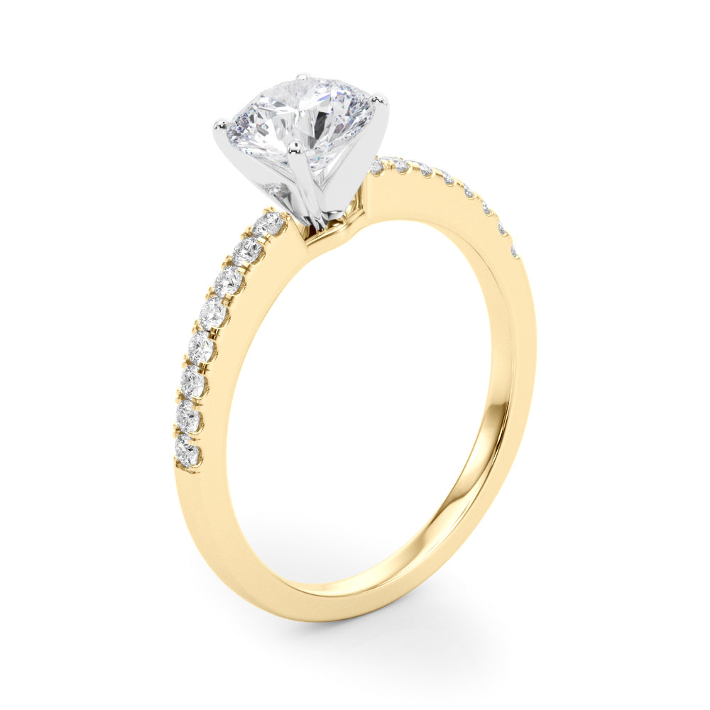 Sculpted Prong-Set Round Diamond Engagement Ring — 9K/18K Gold & Platinum