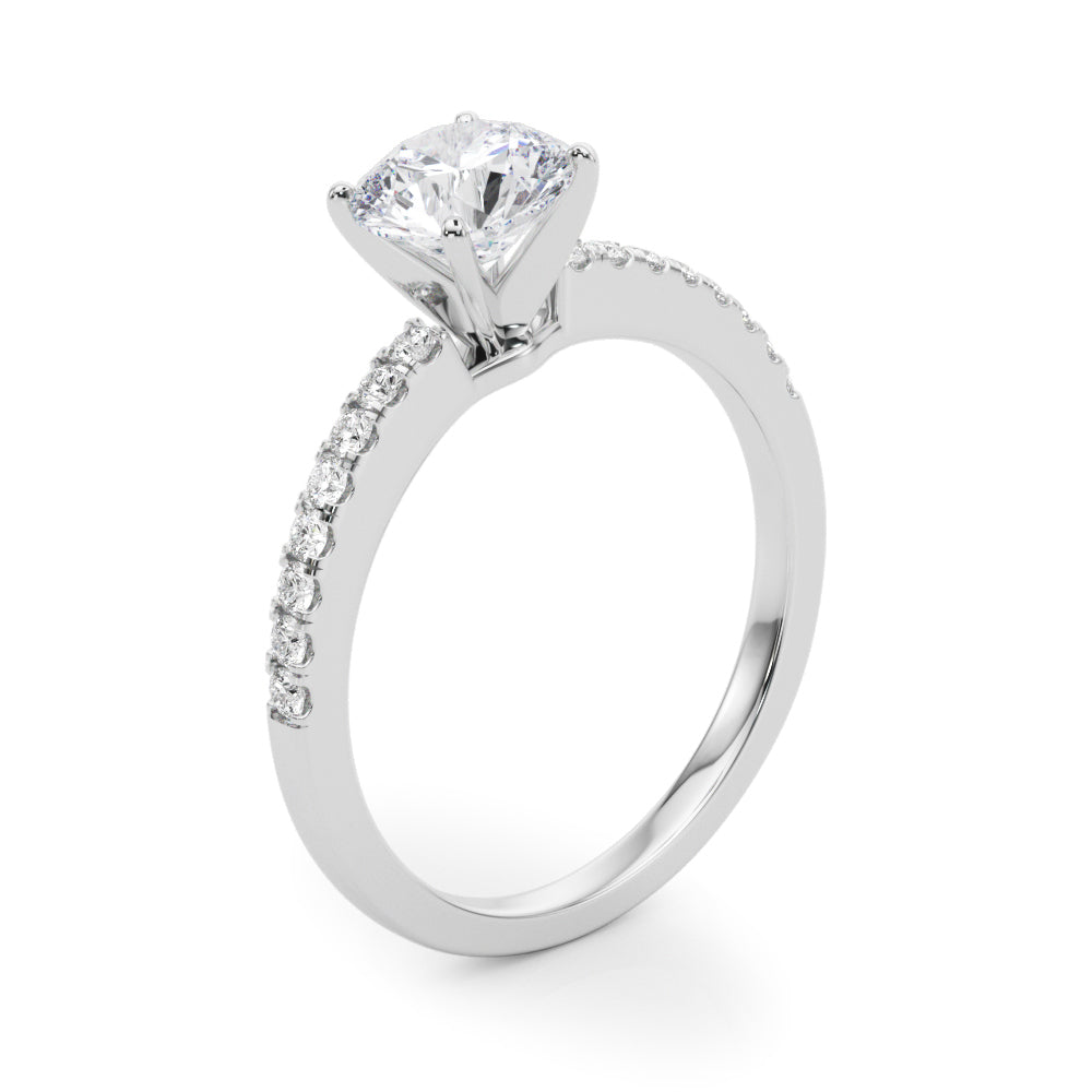 Sculpted Prong-Set Round Diamond Engagement Ring — 9K/18K Gold & Platinum
