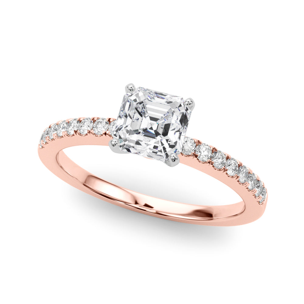 Sculpted Prong-Set Round Diamond Engagement Ring — 9K/18K Gold & Platinum