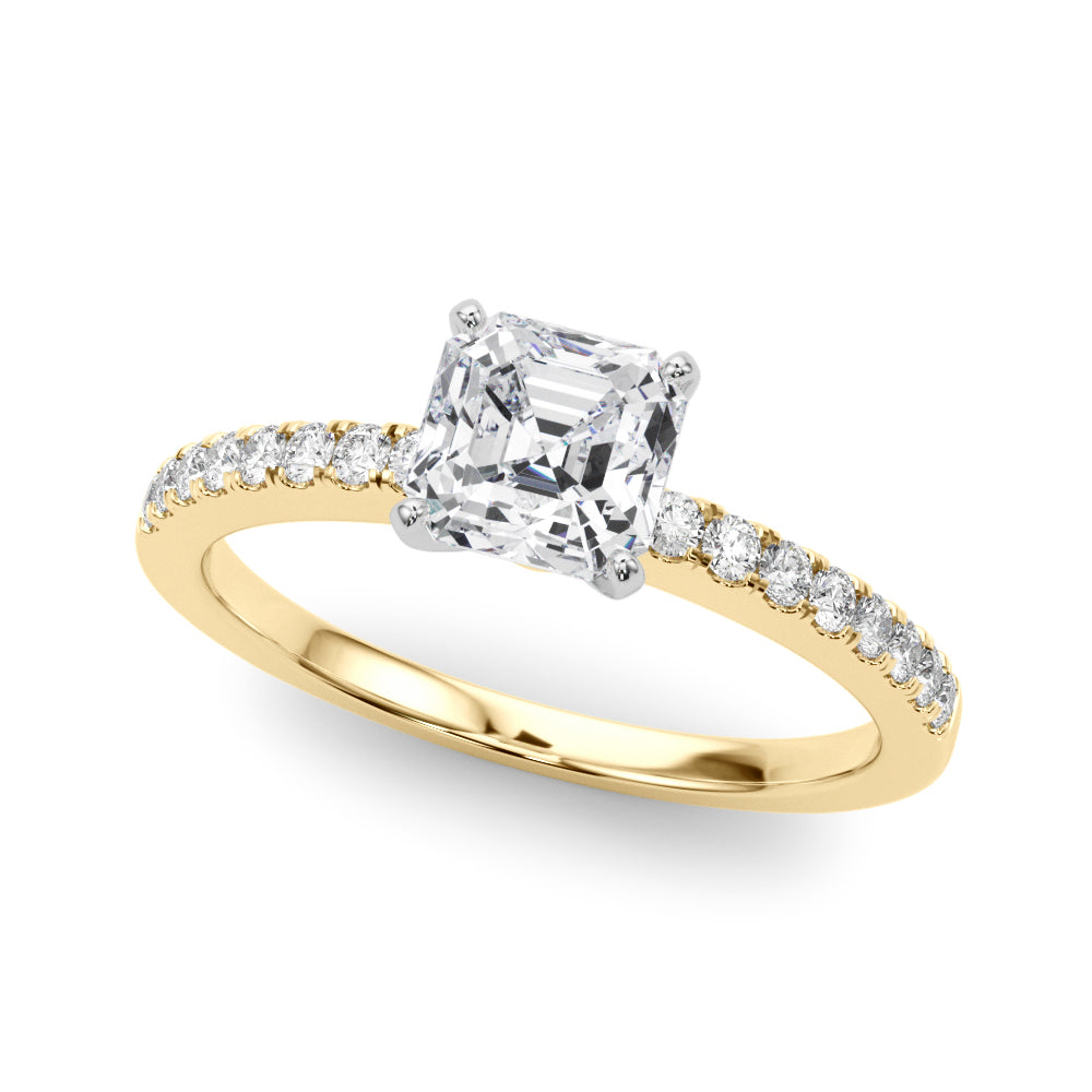 Sculpted Prong-Set Round Diamond Engagement Ring — 9K/18K Gold & Platinum