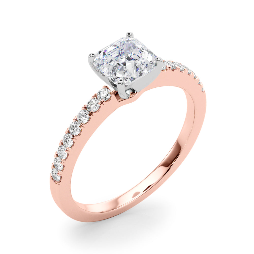 Sculpted Prong-Set Round Diamond Engagement Ring — 9K/18K Gold & Platinum