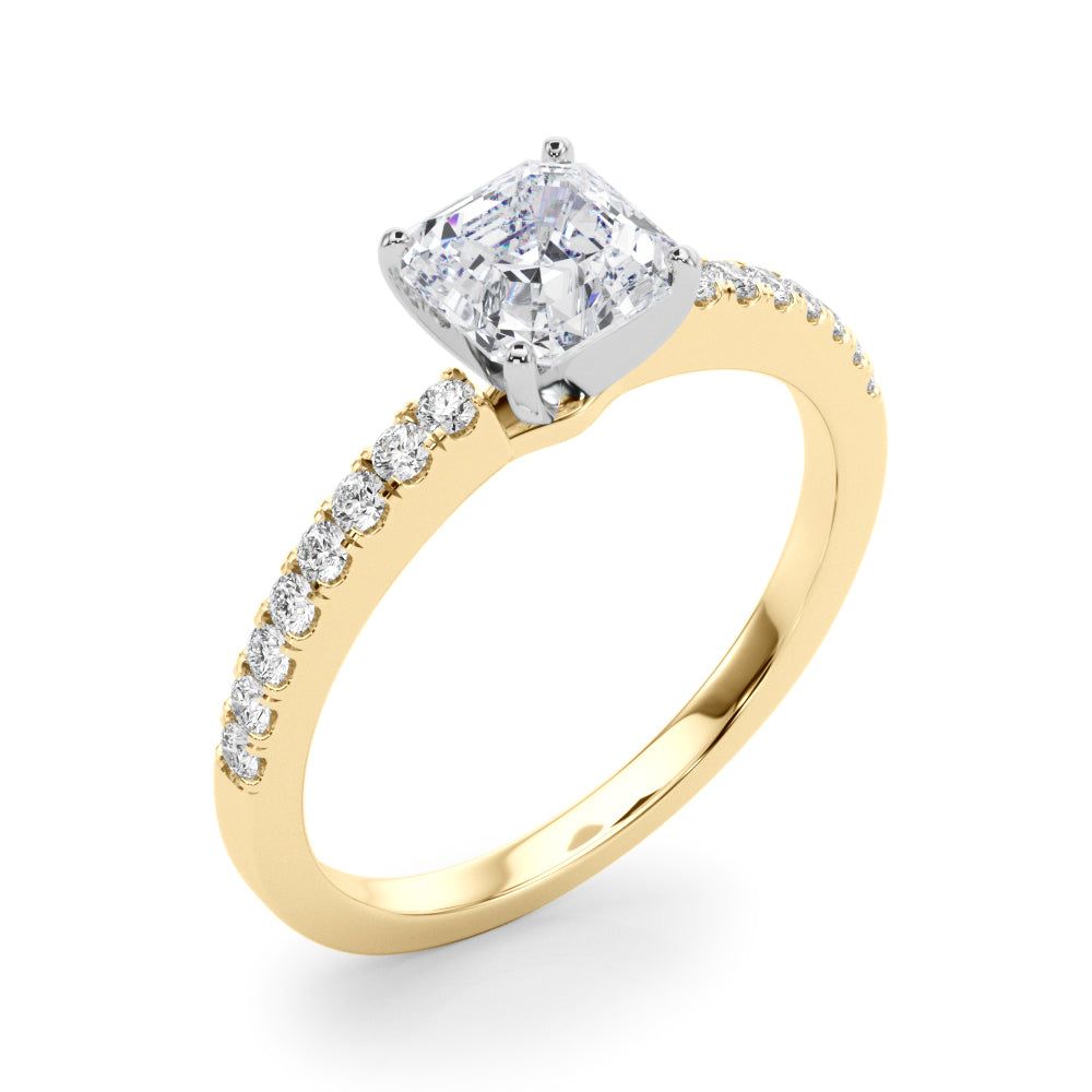 Sculpted Prong-Set Round Diamond Engagement Ring — 9K/18K Gold & Platinum