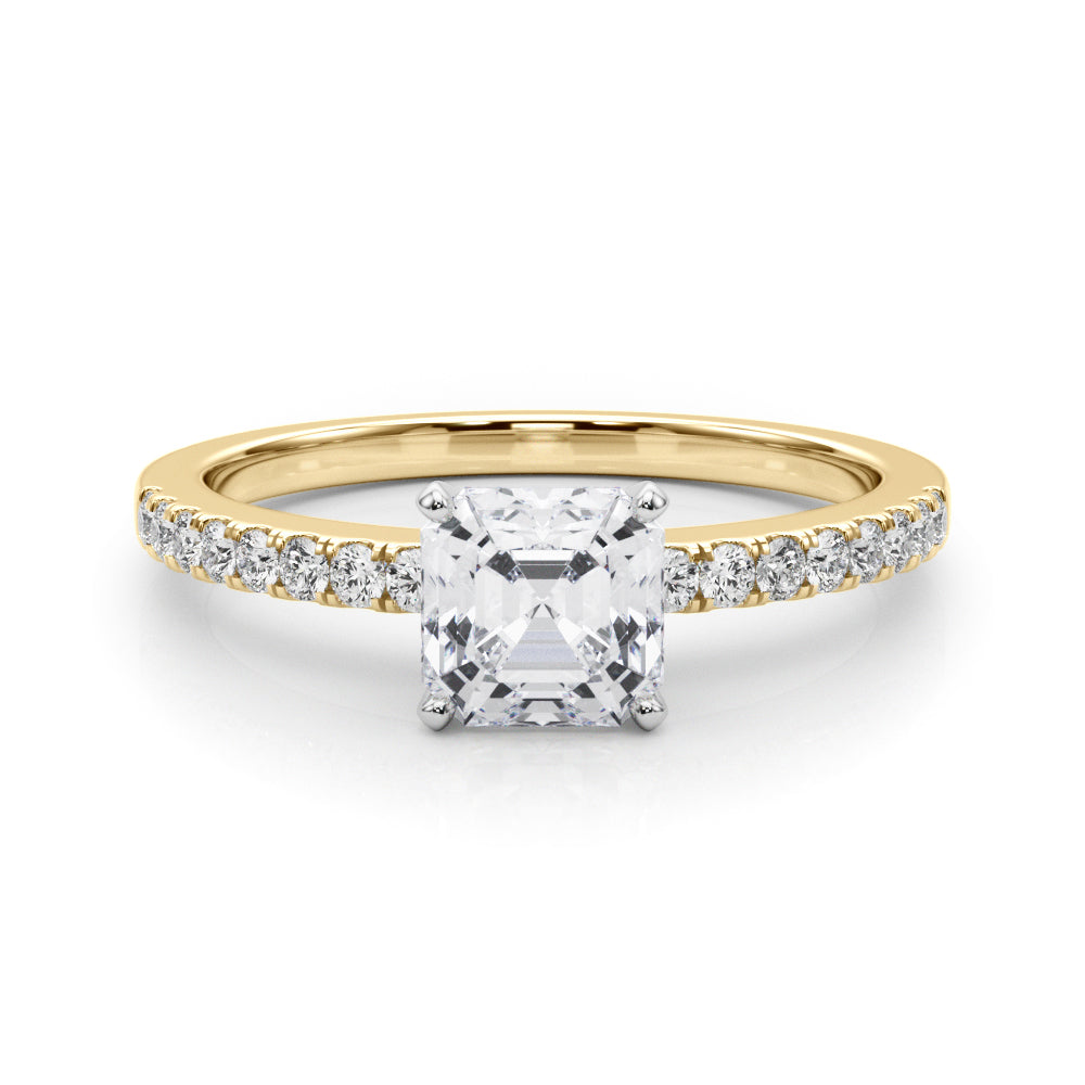 Sculpted Prong-Set Round Diamond Engagement Ring — 9K/18K Gold & Platinum