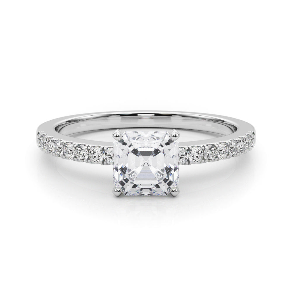 Sculpted Prong-Set Round Diamond Engagement Ring — 9K/18K Gold & Platinum
