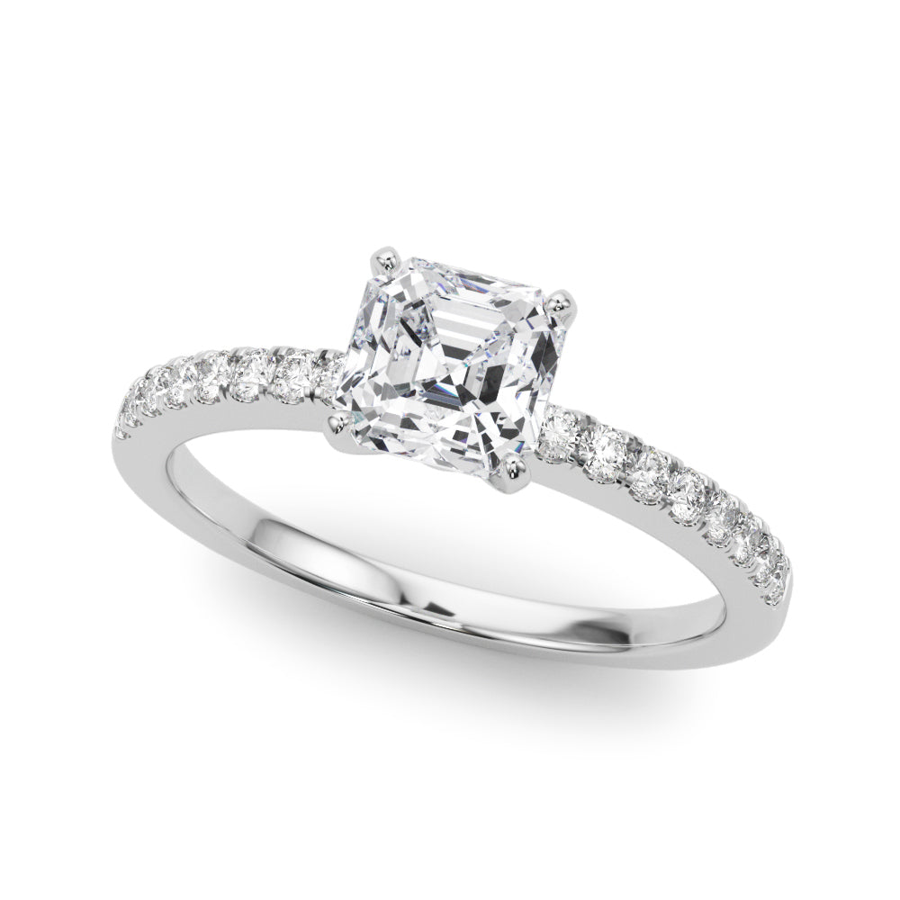 Sculpted Prong-Set Round Diamond Engagement Ring — 9K/18K Gold & Platinum
