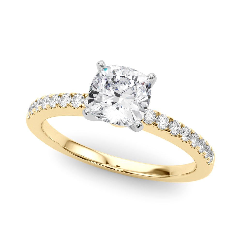 Sculpted Prong-Set Round Diamond Engagement Ring — 9K/18K Gold & Platinum