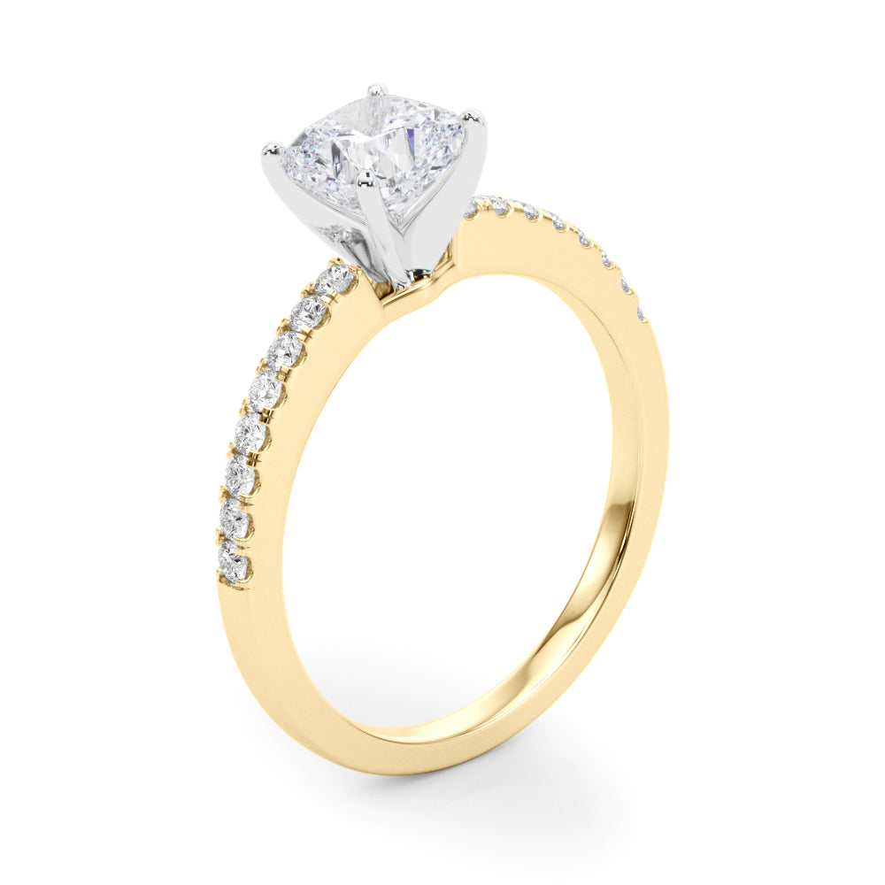 Sculpted Prong-Set Round Diamond Engagement Ring — 9K/18K Gold & Platinum