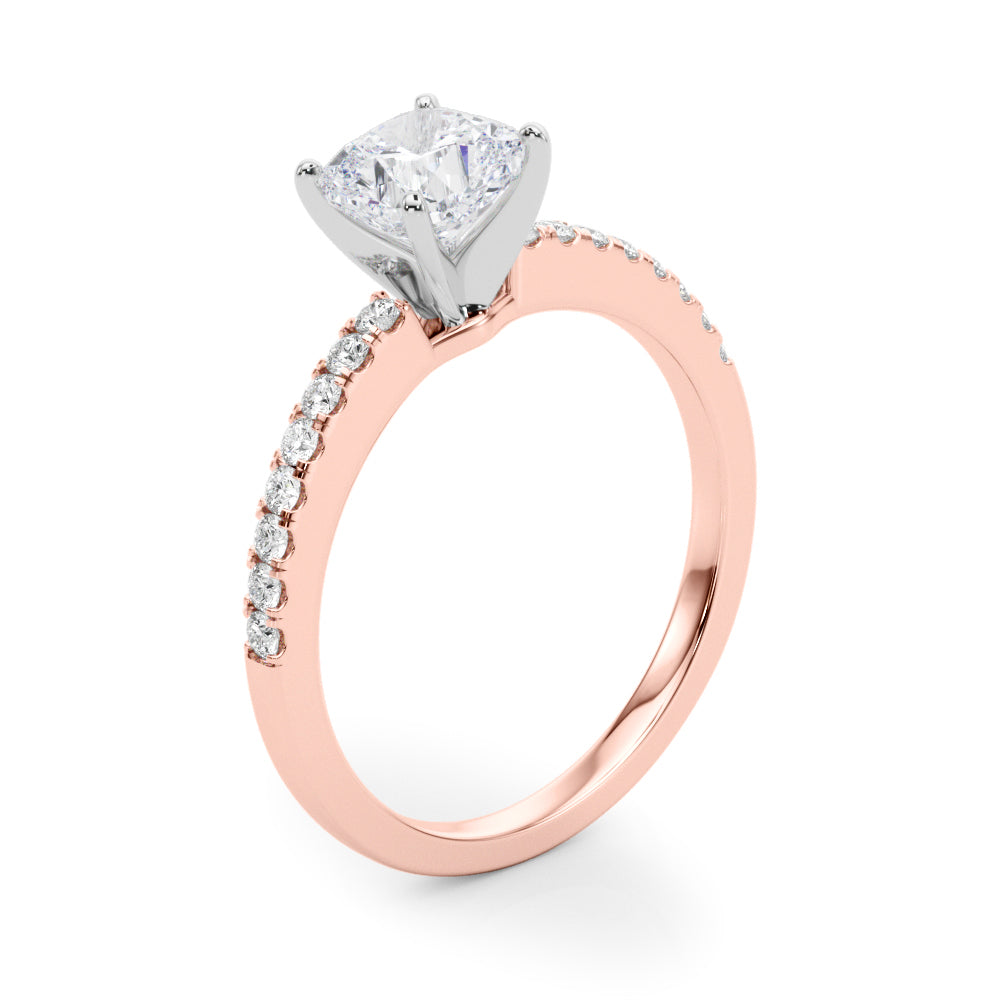 Sculpted Prong-Set Round Diamond Engagement Ring — 9K/18K Gold & Platinum