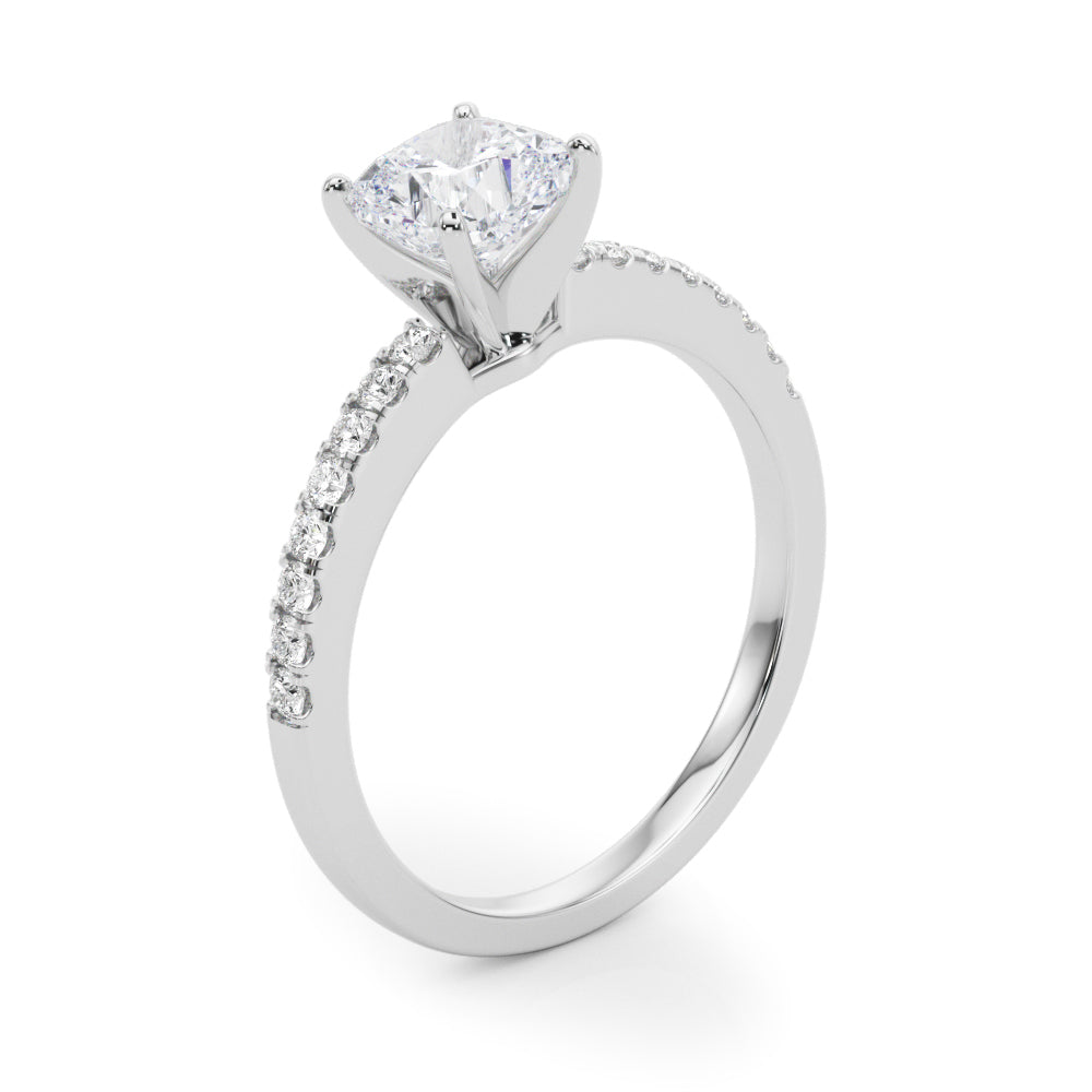 Sculpted Prong-Set Round Diamond Engagement Ring — 9K/18K Gold & Platinum
