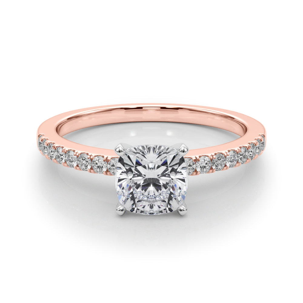 Sculpted Prong-Set Round Diamond Engagement Ring — 9K/18K Gold & Platinum