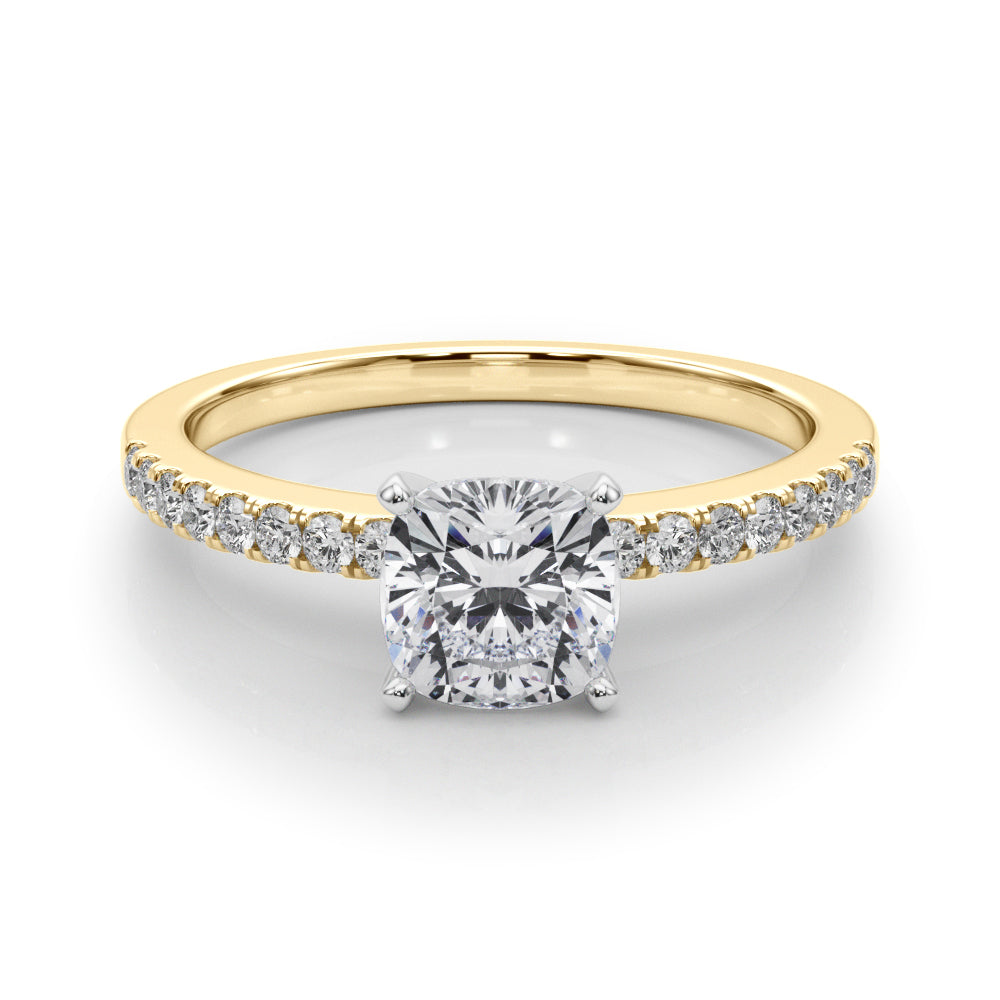 Sculpted Prong-Set Round Diamond Engagement Ring — 9K/18K Gold & Platinum