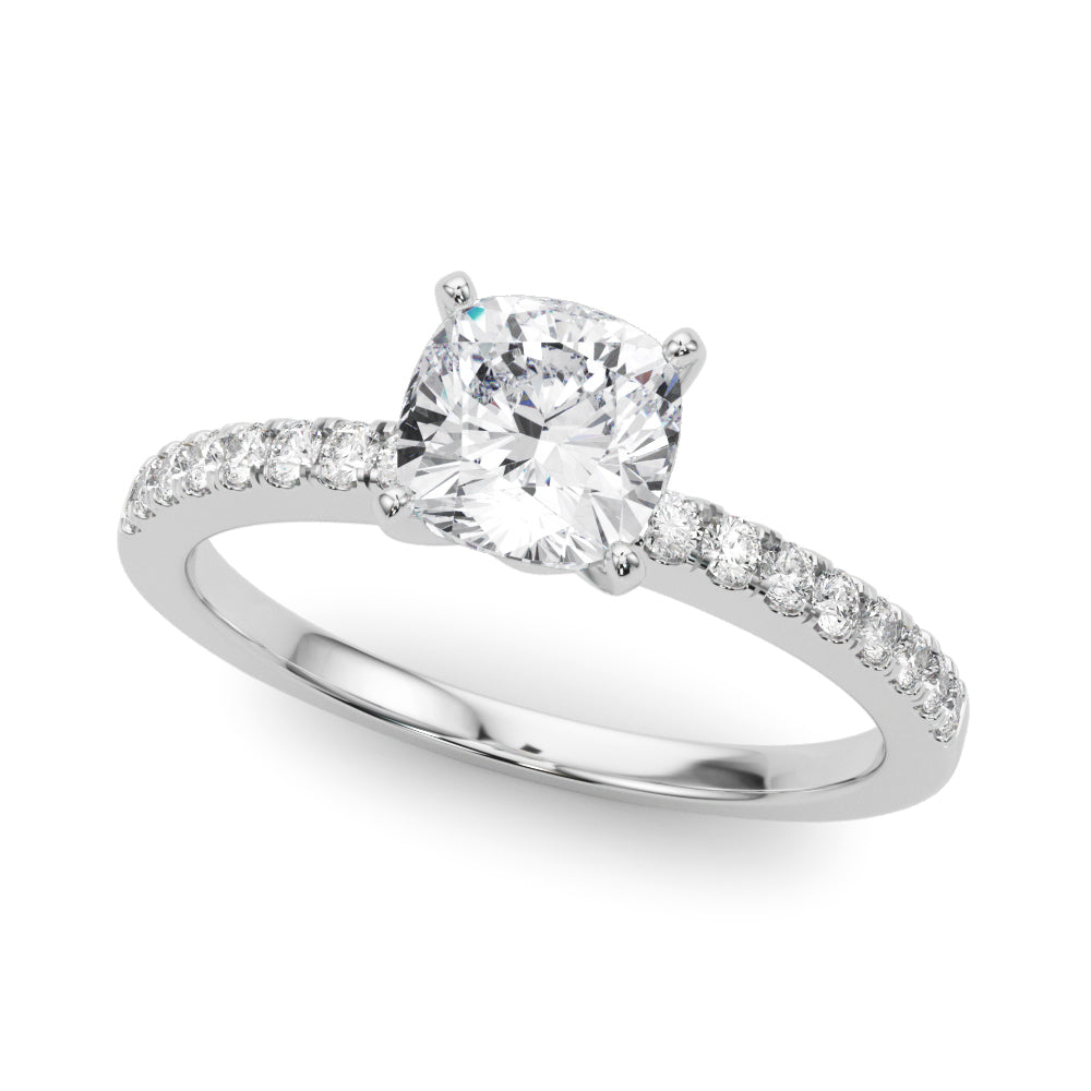 Sculpted Prong-Set Round Diamond Engagement Ring — 9K/18K Gold & Platinum