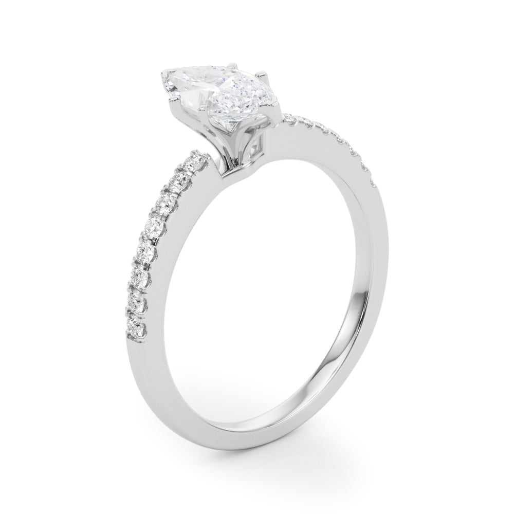Sculpted Prong-Set Round Diamond Engagement Ring — 9K/18K Gold & Platinum