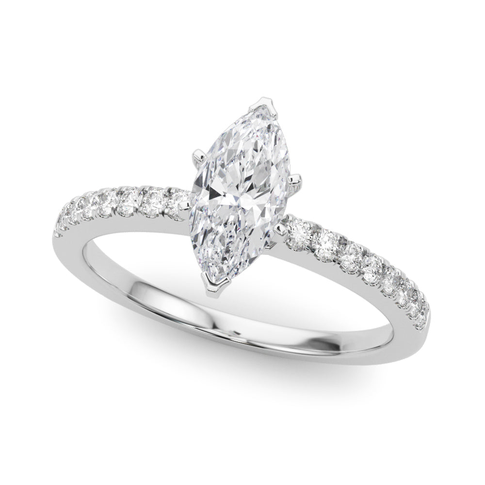 Sculpted Prong-Set Round Diamond Engagement Ring — 9K/18K Gold & Platinum