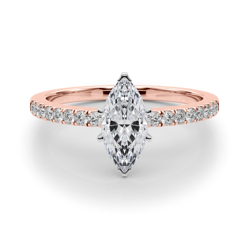 Sculpted Prong-Set Round Diamond Engagement Ring — 9K/18K Gold & Platinum
