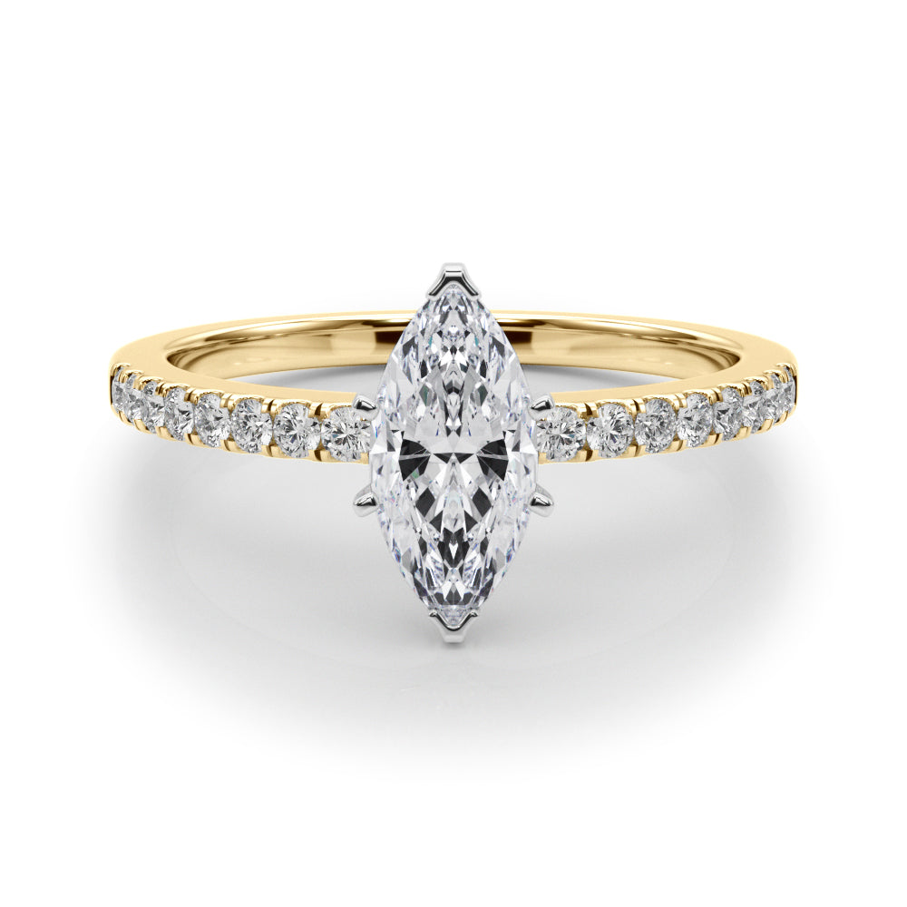 Sculpted Prong-Set Round Diamond Engagement Ring — 9K/18K Gold & Platinum