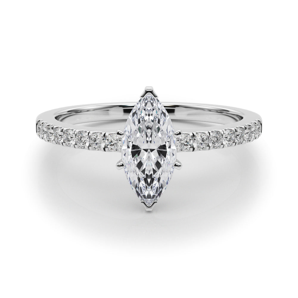 Sculpted Prong-Set Round Diamond Engagement Ring — 9K/18K Gold & Platinum