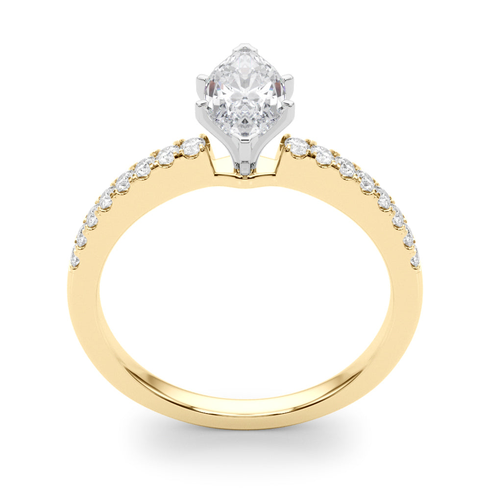 Sculpted Prong-Set Round Diamond Engagement Ring — 9K/18K Gold & Platinum